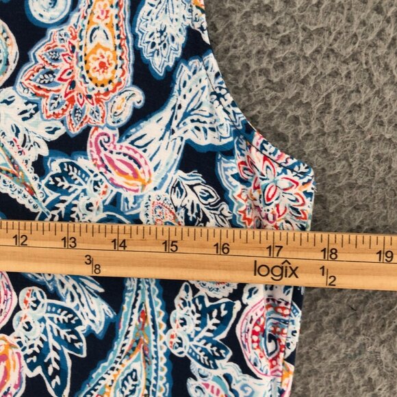 J Jill Dress Womens Small Blue Multi Paisley A Line Knee Sleeveless Stretch Sun - Picture 8 of 11